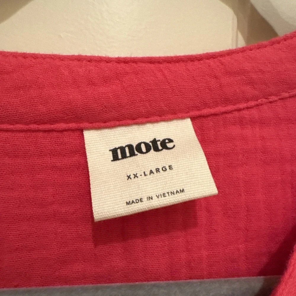 Mote Hot Pink‎ Gauzy Cotton Tunic Top Shirt XXL Lagenlook Resort Breathable